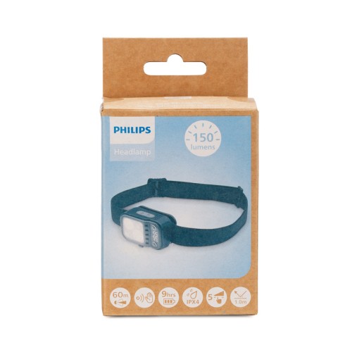 Philips Αδιάβροχος φακός κεφαλής SFL2001RH/GRS επαναφορτιζόμενος IPX4 με 150Lumens, 5 λειτουργίες ρύθμισης φωτός και αισθητήρα κίνησης