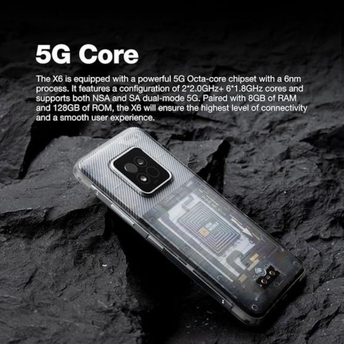 AGM Smartphone 5G, X6 Phantom Smart αδιάβροχο, 8πύρηνο, ανθεκτικό σε πτώση IP68/69Κ (8GB/128GB), Android 14 με Bluetooth, USB, SD, NFC, GPS, Dual SIM, Camera, οθόνη 6.78
