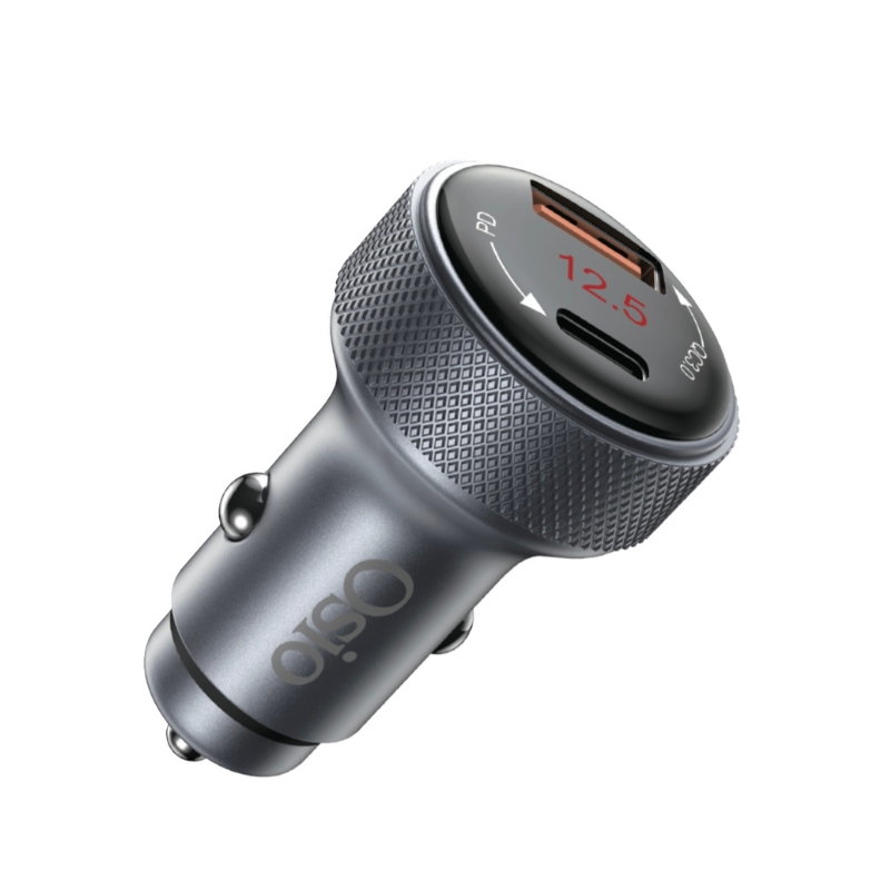 Osio Ταχυφορτιστής αυτοκινήτου OTU-6038 Ανθρακί  με USB-A και Type-C-38W