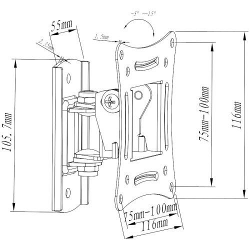 Osio Βάση TV τοίχου OSM-1027 για 10''- 27''