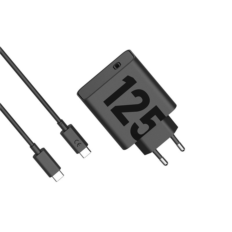 Motorola Ταχυφορτιστής SJMC1252 Μαύρος Type-C με GanFast τεχνολογία φόρτισης και καλώδιο 1μ. Type-C σε Type-C-125W