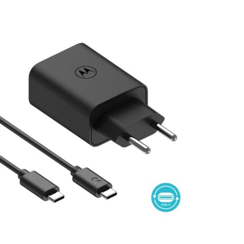  Motorola SJMC302 Μαύρος ταχυφορτιστής Type-C με USB-PD και καλώδιο 1μ. Type-C σε Type-C-30W - 145305-0002