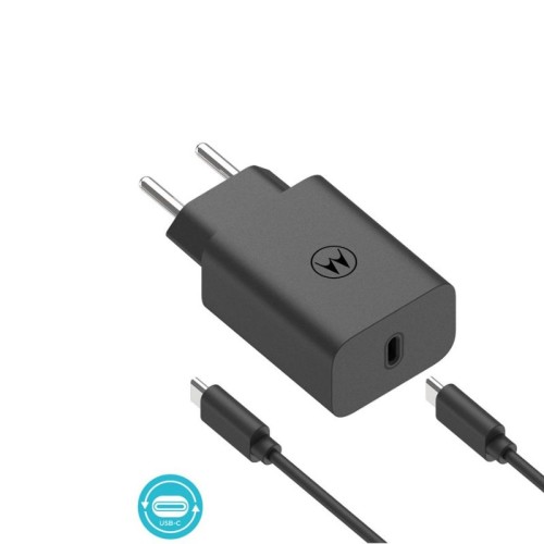  Motorola SJMC302 Μαύρος ταχυφορτιστής Type-C με USB-PD και καλώδιο 1μ. Type-C σε Type-C-30W - 145305-0002
