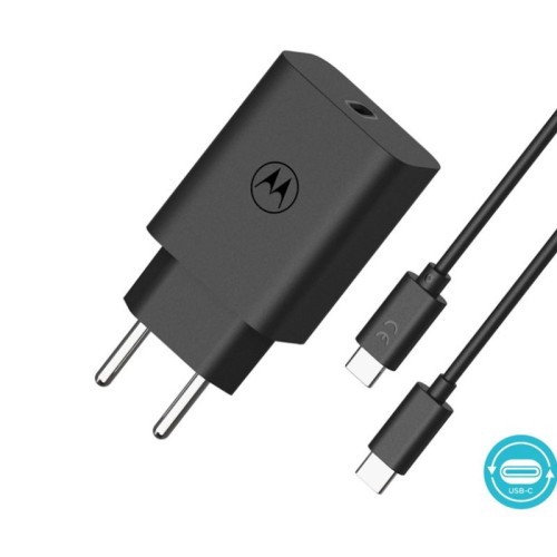  Motorola SJMC302 Μαύρος ταχυφορτιστής Type-C με USB-PD και καλώδιο 1μ. Type-C σε Type-C-30W - 145305-0002
