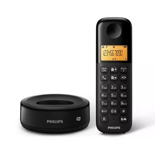 Philips D1651B/GRS Μαύρο (Ελληνικό Μενού) Ασύρματο τηλέφωνο με τηλεφωνητή, φωτιζόμενη οθόνη και 50 μνήμες - 115087-0018