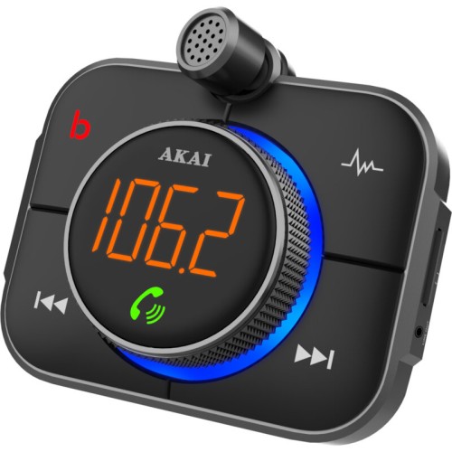  Akai FMT-95BT FM transmitter και φορτιστής με Bluetooth, micro SD, Fast Charge USB & USB Type-C, LED και Hands Free - 110585-0014