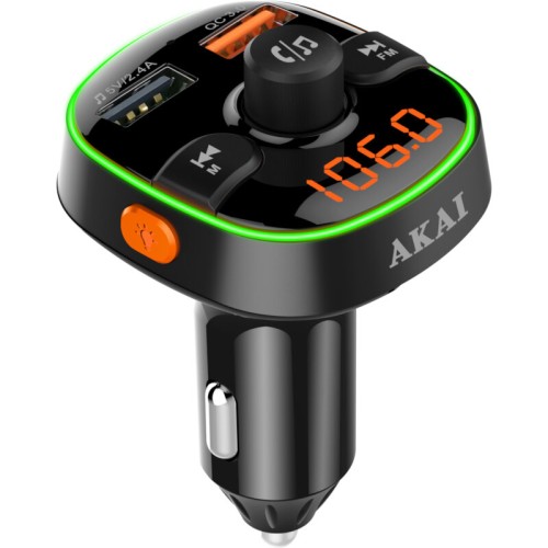  Akai FMT-52BT FM transmitter με LED, Hands Free, φορτιστή αυτοκινήτου, Bluetooth, micro SD, και 2 USB - 110585-0012
