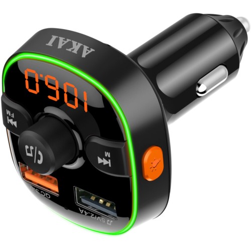  Akai FMT-52BT FM transmitter με LED, Hands Free, φορτιστή αυτοκινήτου, Bluetooth, micro SD, και 2 USB - 110585-0012