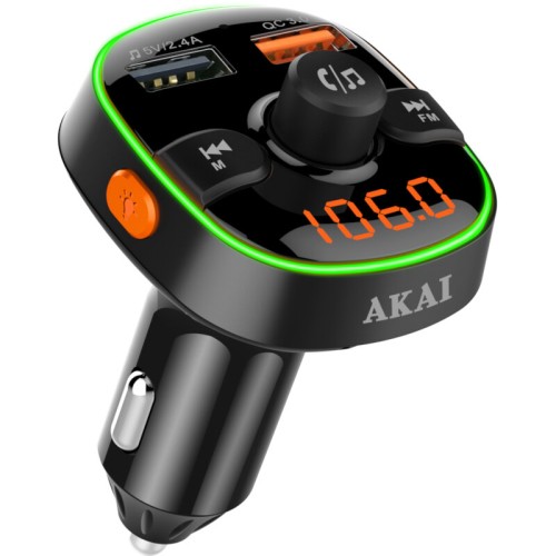  Akai FMT-52BT FM transmitter με LED, Hands Free, φορτιστή αυτοκινήτου, Bluetooth, micro SD, και 2 USB - 110585-0012