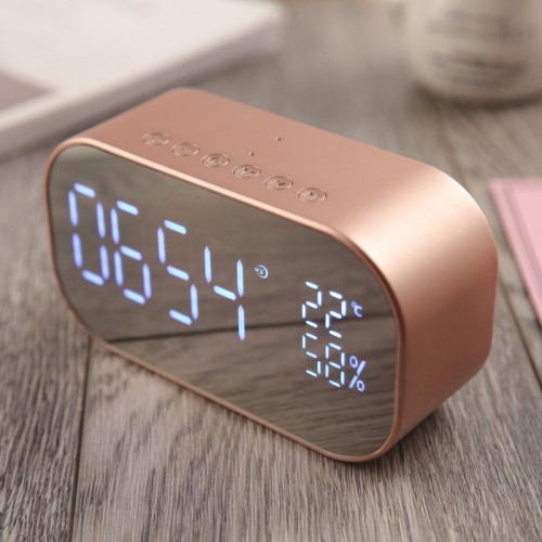  Akai ABTS-S2 GD Ξυπνητήρι και ηχείο Bluetooth με Aux-In, micro SD, ραδιόφωνο, USB για φόρτιση / μουσική - 6W - 1105221-0007