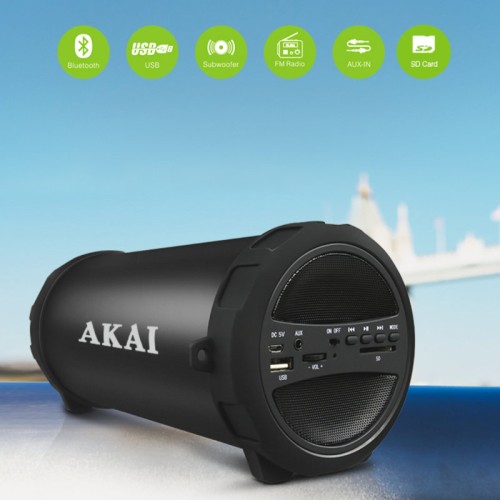  Akai ABTS-11B Φορητό ηχείο Bluetooth με ραδιόφωνο USB, Aux-In και κάρτα SD - 10W - 110582-0011