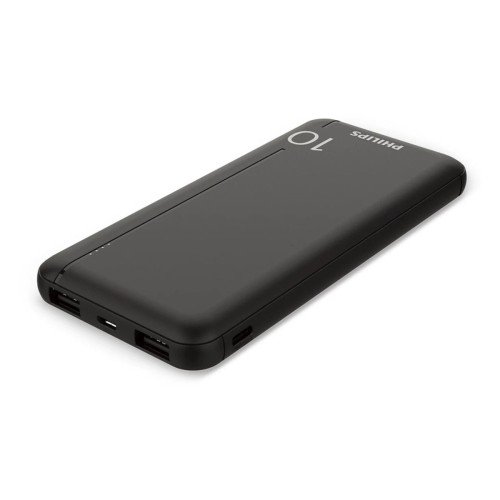 Philips Philips DLP1810CB/GRS Power Bank 10.000 mAh – 2×USB-A & USB-C, Slim, Μαύρο