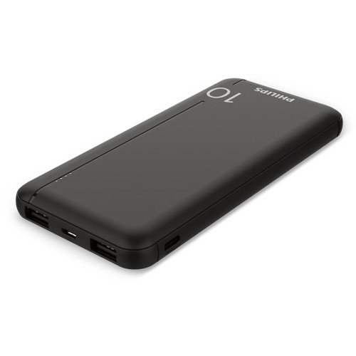Philips Philips DLP1810CB/GRS Power Bank 10.000 mAh – 2×USB-A & USB-C, Slim, Μαύρο