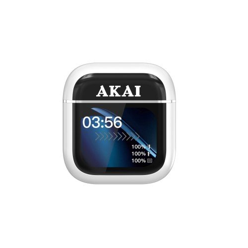 Akai AKAI BTE-J600W AENC Ασύρματα Ακουστικά Bluetooth 6.0 με ANC/ENC, 4 Μικρόφωνα & Θήκη με Οθόνη 2.01″ – έως 60h (Λευκά)