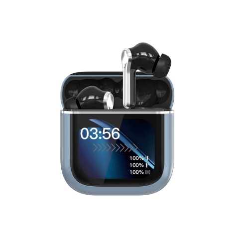 Akai AKAI BTE-J600BL AENC Ασύρματα Ακουστικά Bluetooth 6.0 με ANC/ENC, 4 Μικρόφωνα & Θήκη με Οθόνη 2.01″ – έως 60h (Μπλε)