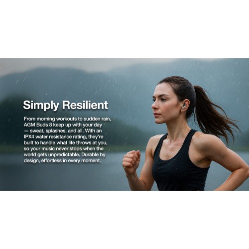 AGM AGM Buds 8 – Ακουστικά Bluetooth 5.4 με 13mm Driver & ANC έως -25dB, IPX4, Μπεζ