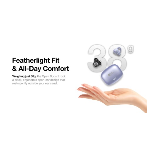 AGM AGM Open Buds 1 – Open-Ear Ακουστικά Bluetooth 5.4 με ANC & LED Display, IPX4, Μωβ