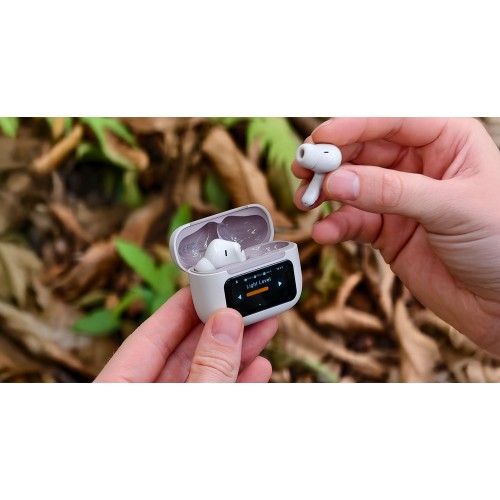 AGM AGM Buds 9 – Ακουστικά Bluetooth 5.4 με ANC έως -25dB & Smart Θήκη με Οθόνη Αφής, IPX4, Μπεζ