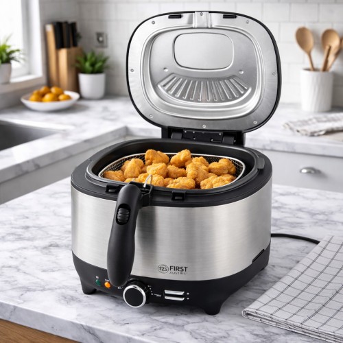 First Austria First Austria FA-5058-4 – Φριτέζα 3,5L 1800W με Παράθυρο Ελέγχου & αφαιρούμενο δοχείο λαδιού (Μαύρη/Inox)