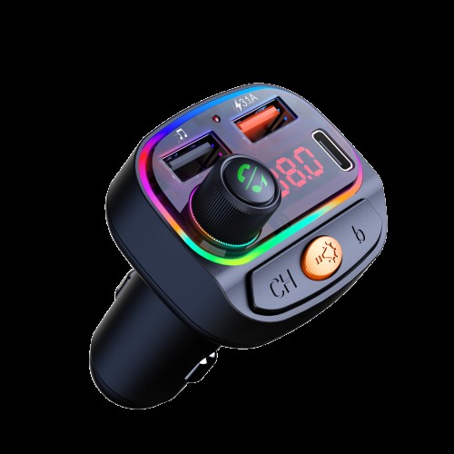 Osio Osio OFT-4265BT Bluetooth FM Transmitter Αυτοκινήτου με 2×USB-A + 1×USB-C, Hands-Free & Φωτισμό 7 Χρωμάτων (Black)