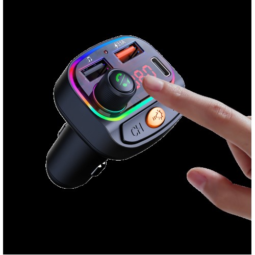 Osio Osio OFT-4265BT Bluetooth FM Transmitter Αυτοκινήτου με 2×USB-A + 1×USB-C, Hands-Free & Φωτισμό 7 Χρωμάτων (Black)