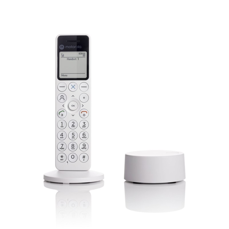 Motorola Motorola DOT 411 – Ασύρματο Τηλέφωνο DECT με Τηλεφωνητή, Hands-Free, Φραγή Κλήσεων & Φωτιζόμενη Οθόνη (Λευκό)