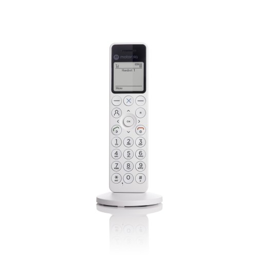 Motorola Motorola DOT 411 – Ασύρματο Τηλέφωνο DECT με Τηλεφωνητή, Hands-Free, Φραγή Κλήσεων & Φωτιζόμενη Οθόνη (Λευκό)