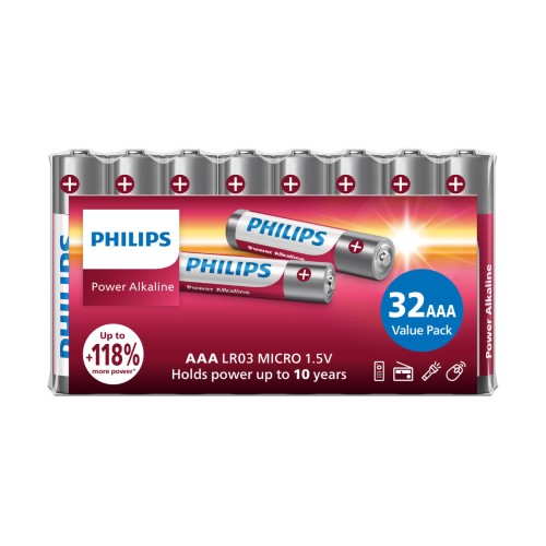 Philips LR03P32FV/GRS – Αλκαλικές Μπαταρίες AAA Power 16+16 (32 τεμ.)
