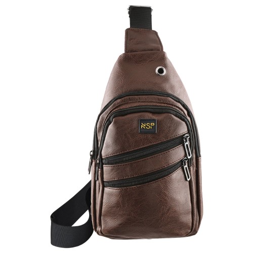 NSP  Nsp N121 Force Δερμάτινο Τσαντάκι Crossbody 5.7L (Καφέ) (8387838)
