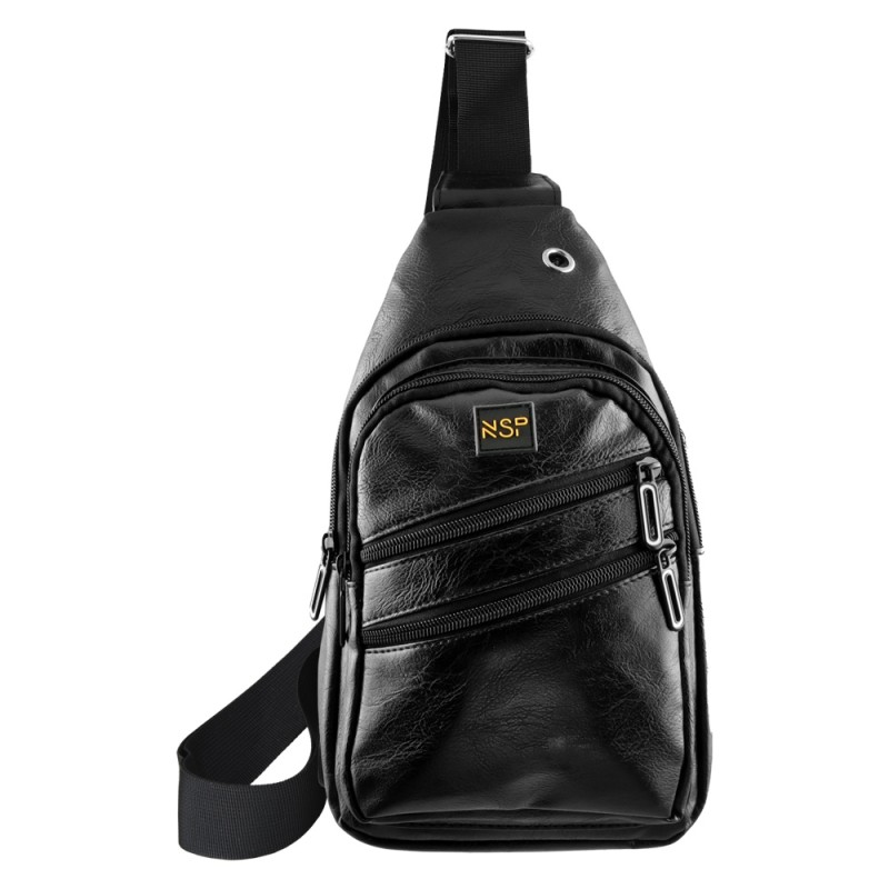 NSP  Nsp N121 Force Δερμάτινο Τσαντάκι Crossbody 5.7L (Μαύρο) (8387821)
