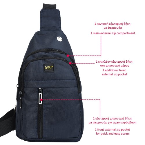 NSP  Nsp N122 Τσαντάκι Ώμου Crossbody Αδιάβροχο 5.7L (Μπλε) (8387814)