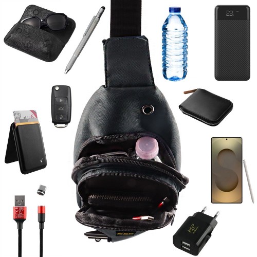 NSP  Nsp N122 Τσαντάκι Ώμου Crossbody Αδιάβροχο 5.7L (Σκούρο Γκρι) (8387807)