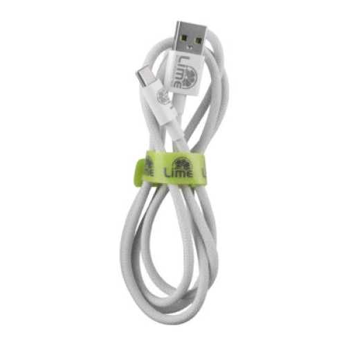 Lime Lime LBUC01 Ανθεκτικό Πλεκτό Καλώδιο USB-C σε USB 120W, 1m Λευκό (8368899)
