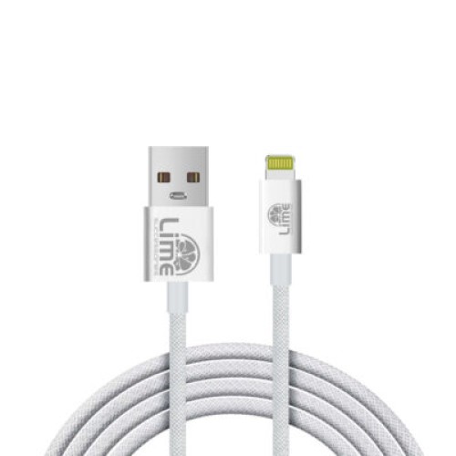 Lime Lime LBUL01 Ανθεκτικό Πλεκτό Καλώδιο Lightning σε USB 15W, 1m Λευκό (8383373)