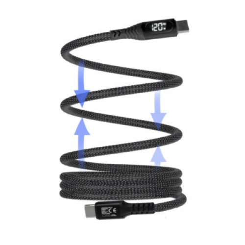 Lime Lime LBMLCC01 Ανθεκτικό Μαγνητικό Πλεκτό Καλώδιο USB-C σε USB-C με Οθόνη LED 120W, 1,2m Γκρι (8366666)