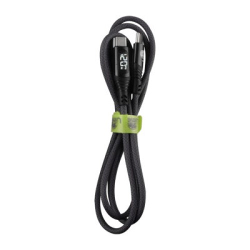 Lime Lime LBLCC02 Ανθεκτικό Πλεκτό Καλώδιο USB-C σε USB-C με Οθόνη LED 120W, 1,2m Γκρι (8387111)
