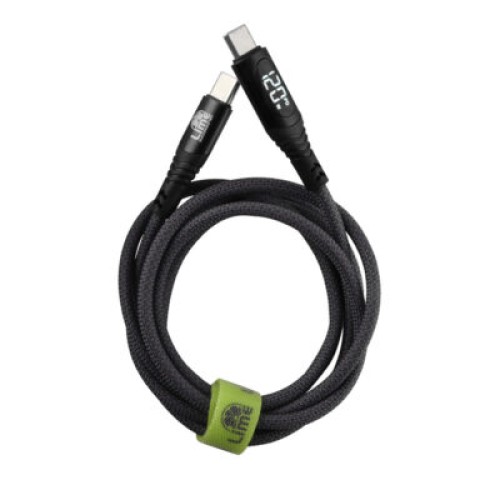 Lime Lime LBLCC02 Ανθεκτικό Πλεκτό Καλώδιο USB-C σε USB-C με Οθόνη LED 120W, 1,2m Γκρι (8387111)