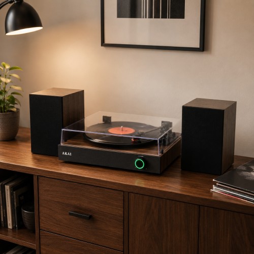 Akai Akai ATT-200SP – Πικάπ με Εξωτερικά Ηχεία 2×10W, Bluetooth 5.4 & 3 Ταχύτητες 33/45/78 RPM