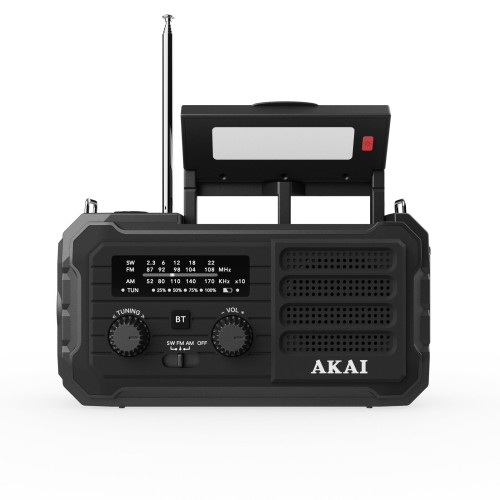 Akai Akai APR-801 Ραδιόφωνο Επιβίωσης με Ηλιακό Πάνελ, Δυναμό & Bluetooth (Μαύρο)