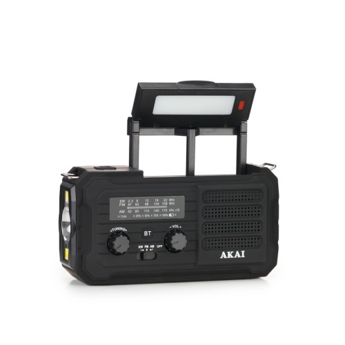 Akai Akai APR-801 Ραδιόφωνο Επιβίωσης με Ηλιακό Πάνελ, Δυναμό & Bluetooth (Μαύρο)