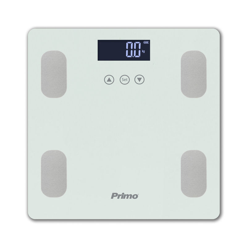 Primo Ζυγαριά Μπάνιου PRBS-40464 με Λιπομετρητή Υάλινη Λευκή/Inox 