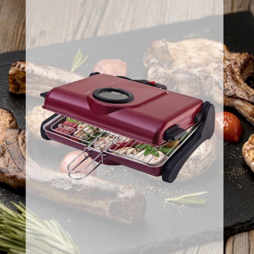 Primo Ψηστιέρα Παραδοσιακή AB661 Primo 1200W 2πλή σχάρα 34X25εκ. Κόκκινη