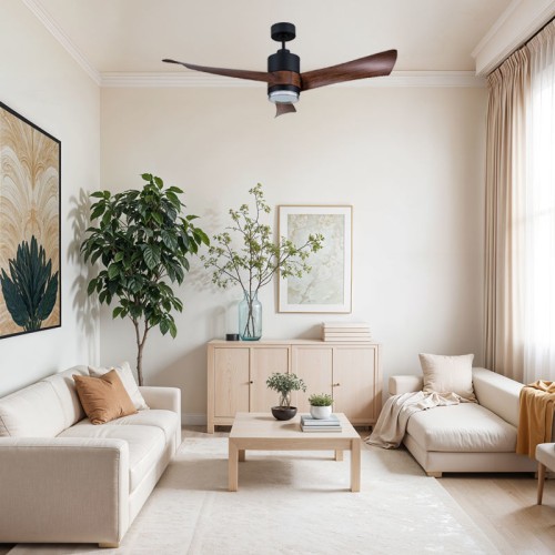 Primo Ανεμιστήρας Οροφής PRCF-80663 PRIMO 54'' 137εκ. DC Με Τηλεχειριστήριο 1 Φως LED Μαύρος με 3 καφέ φτερά