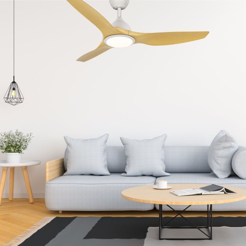 Primo Ανεμιστήρας Οροφής PRCF-80726 Primo 52'' 132εκ. Με Τηλεχειριστήριο 1Φως LED 3Φτερά Λευκός-Ξύλο