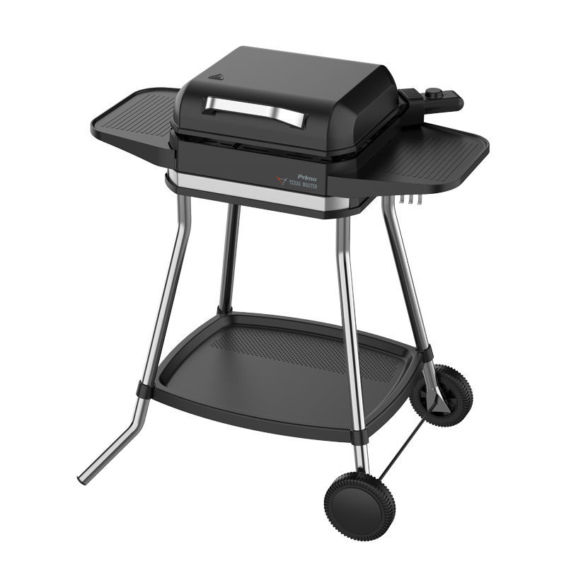 Primo Μπάρμπεκιου PRBQ-40499 με Σταντ 3050W με Πλαϊνά Ράφια + Καπάκι 41.8X37.3εκ. Μαύρο/Inox