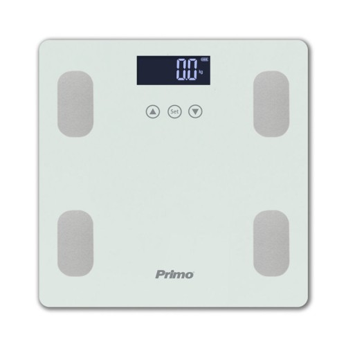 Primo Ζυγαριά Μπάνιου PRBS-40464 με Λιπομετρητή Υάλινη Λευκή/Inox 