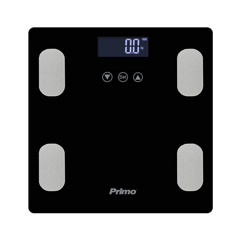 Primo Ζυγαριά Μπάνιου PRBS-40465 με Λιπομετρητή Υάλινη Mαύρη/Inox 