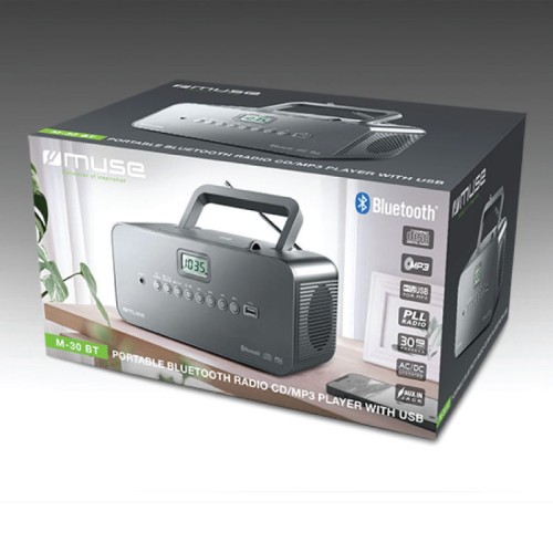 Muse Ραδιόφωνο Cd-Player M-30BT  Μπαταρίας-Ρεύματος Ψηφιακό Με USB