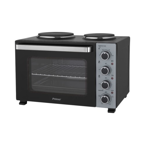 Primo Ηλεκτρικό φουρνάκι με 2 εστίες PREO-40589 PRIMO 35L 3000W Γυάλινη πρόσοψη Μαύρο/Ασημί