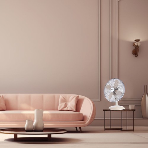 Primo Επιτραπέζιος Ανεμιστήρας PRΤF-80577 40W Διαμέτρου 30εκ Μεταλλικός Κρεμ